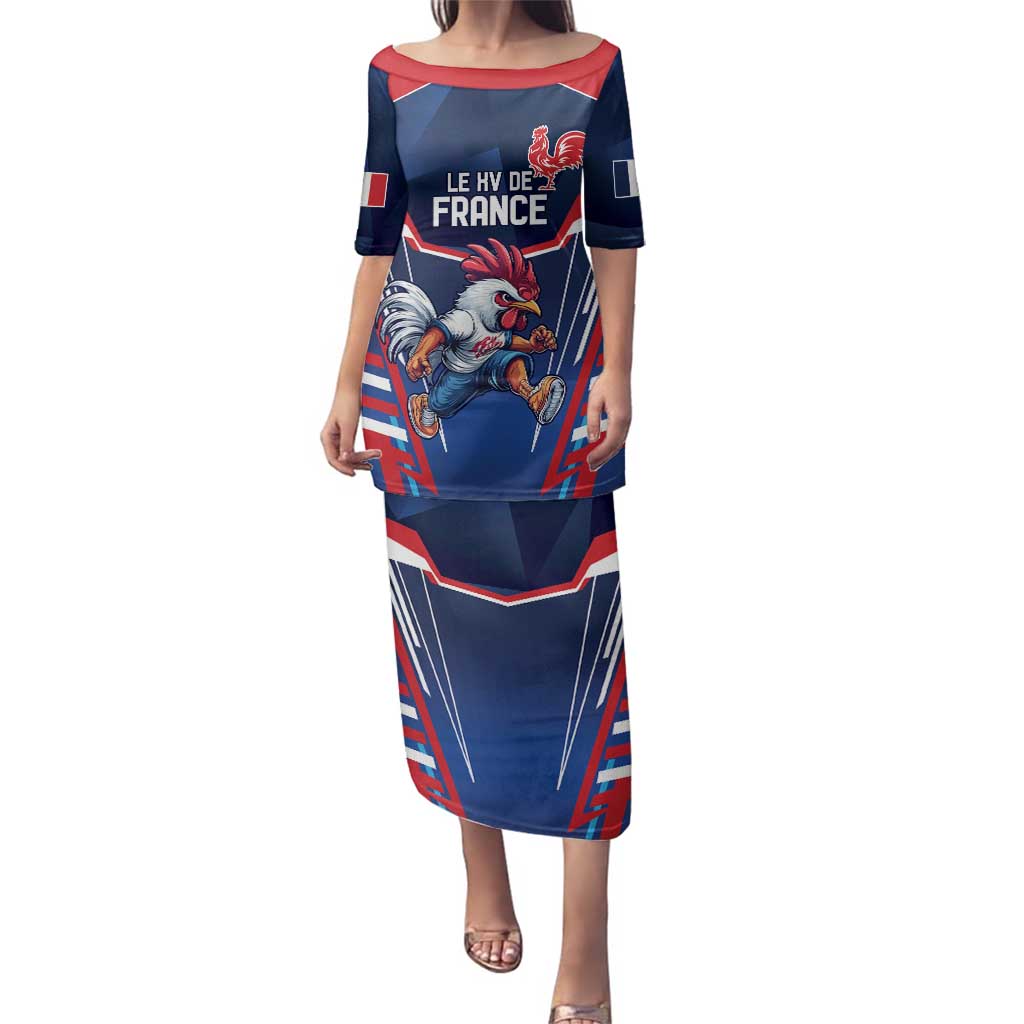 France Rugby Custom Family Matching Puletasi and Hawaiian Shirt Coq Gaulois Never Less Than Everything