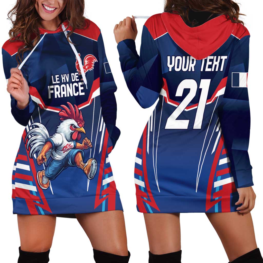 France Rugby Custom Hoodie Dress Coq Gaulois Never Less Than Everything