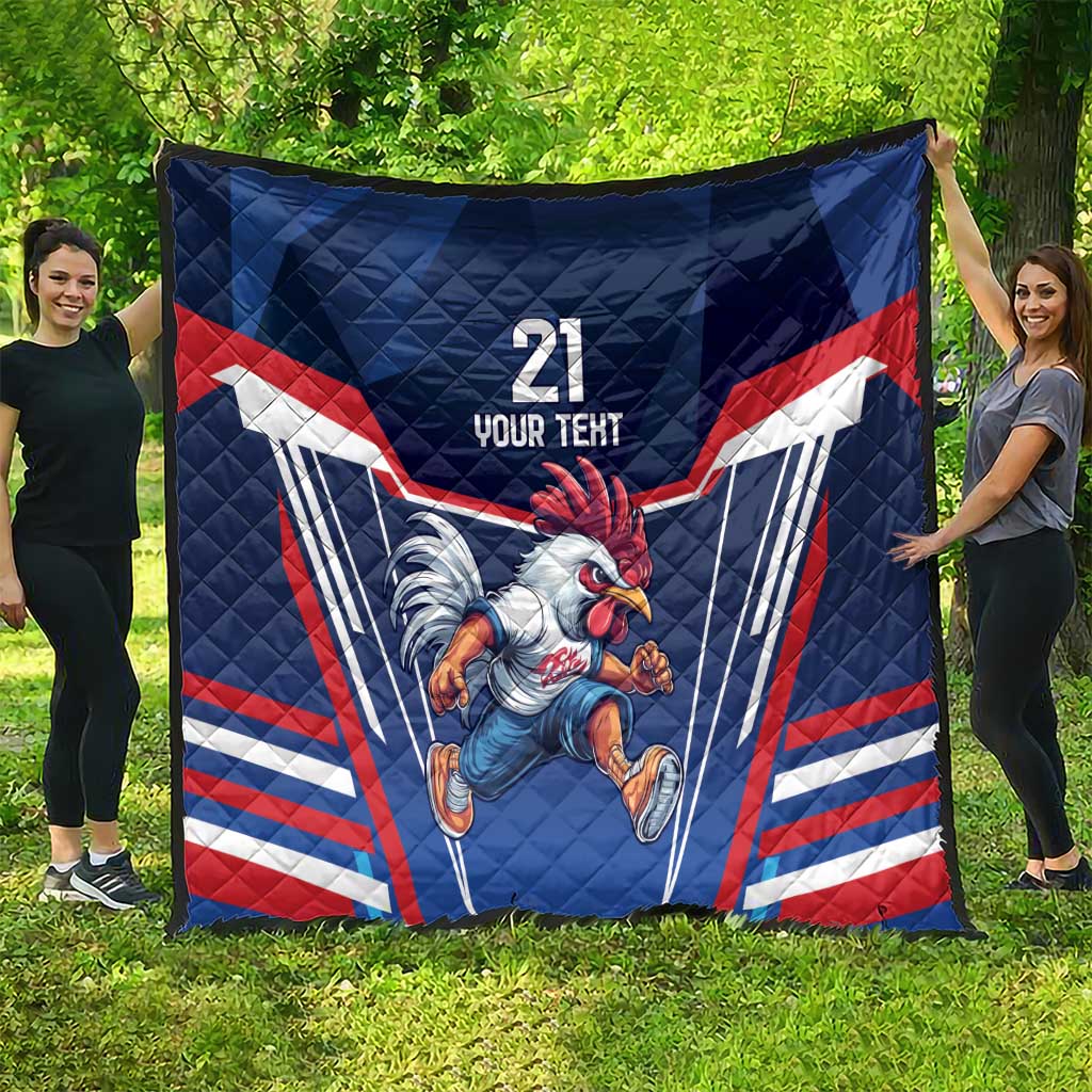 France Rugby Custom Quilt Coq Gaulois Never Less Than Everything