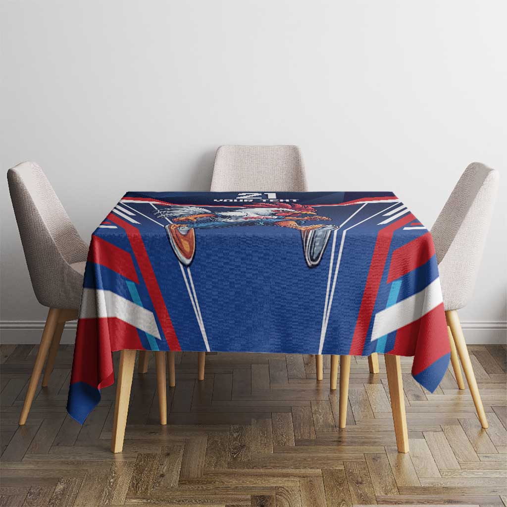 France Rugby Custom Tablecloth Coq Gaulois Never Less Than Everything