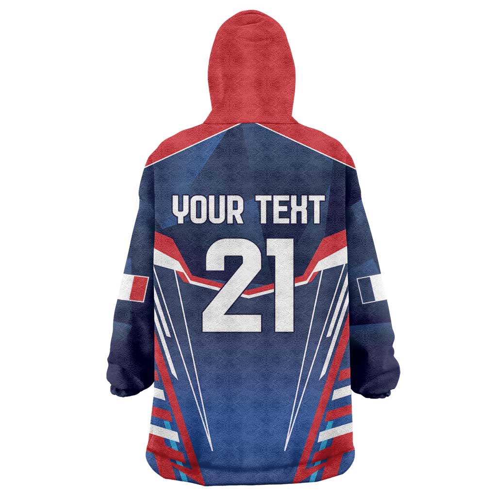France Rugby Custom Wearable Blanket Hoodie Coq Gaulois Never Less Than Everything