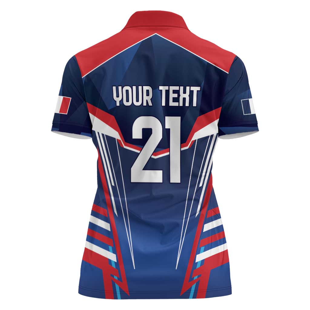 France Rugby Custom Women Polo Shirt Coq Gaulois Never Less Than Everything