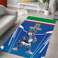 Italy Rugby Custom Area Rug Italian Wolf Mascot Go Gli Azzurri
