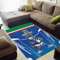 Italy Rugby Custom Area Rug Italian Wolf Mascot Go Gli Azzurri