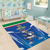 Italy Rugby Custom Area Rug Italian Wolf Mascot Go Gli Azzurri