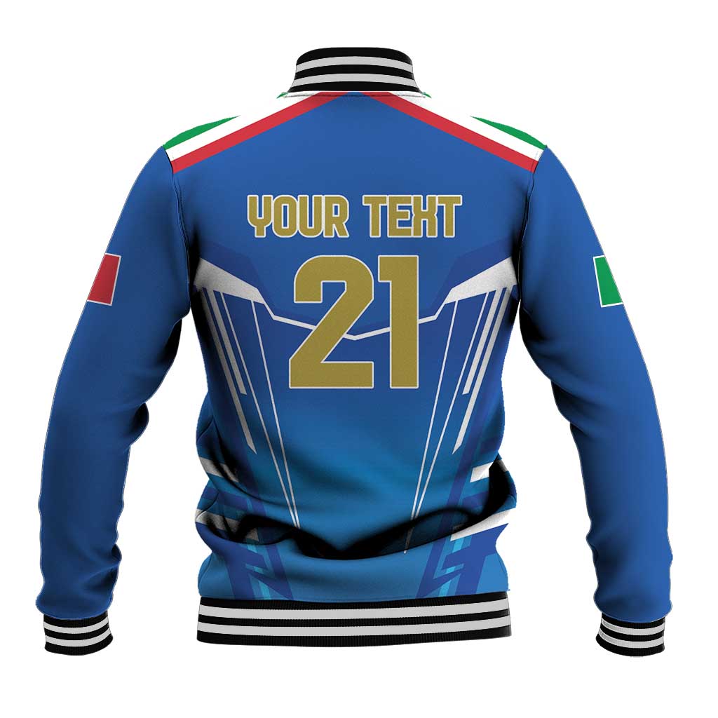 Italy Rugby Custom Baseball Jacket Italian Wolf Mascot Go Gli Azzurri