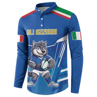 Italy Rugby Custom Button Sweatshirt Italian Wolf Mascot Go Gli Azzurri