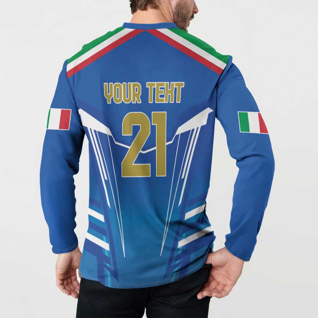 Italy Rugby Custom Button Sweatshirt Italian Wolf Mascot Go Gli Azzurri