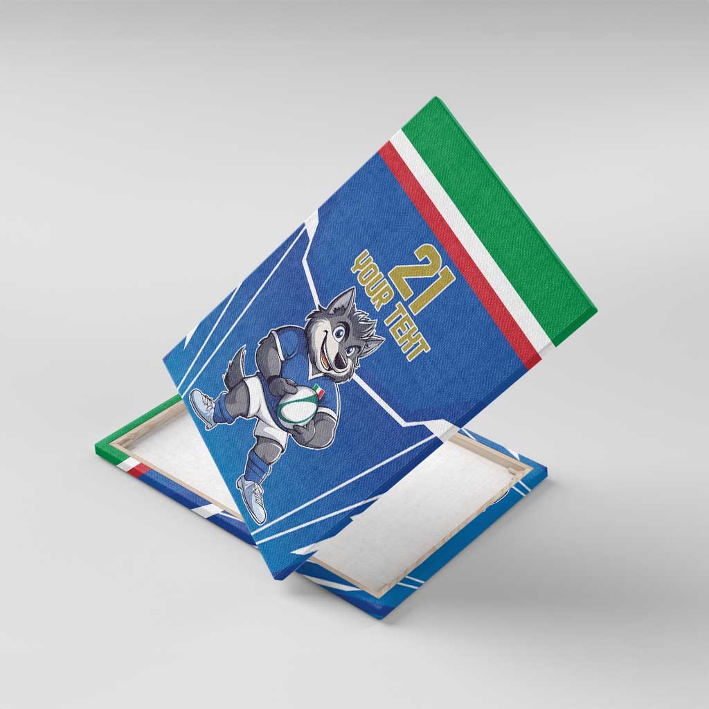 Italy Rugby Custom Canvas Wall Art Italian Wolf Mascot Go Gli Azzurri