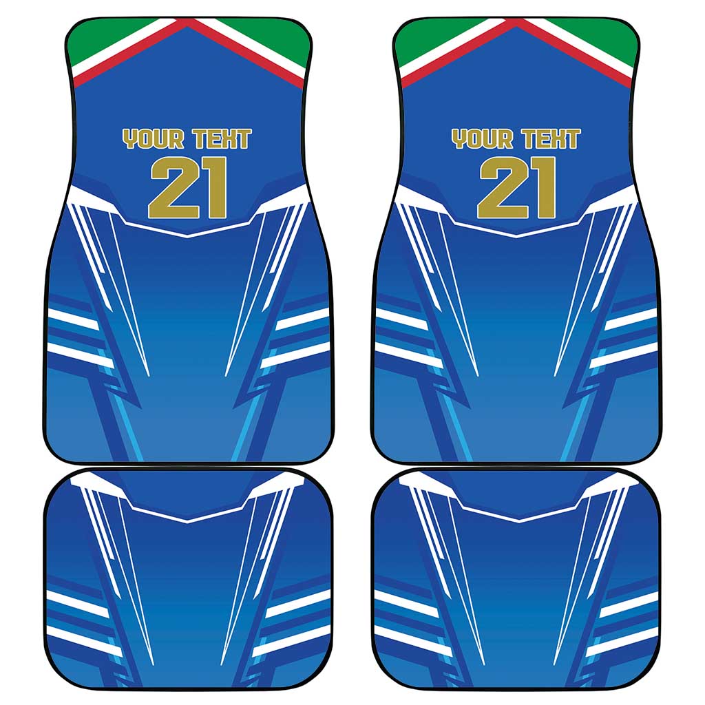 Italy Rugby Custom Car Mats Italian Wolf Mascot Go Gli Azzurri