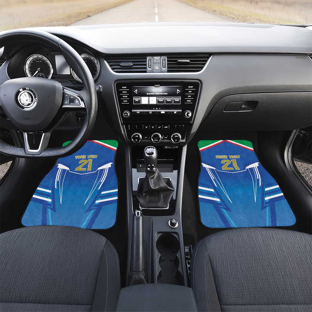 Italy Rugby Custom Car Mats Italian Wolf Mascot Go Gli Azzurri