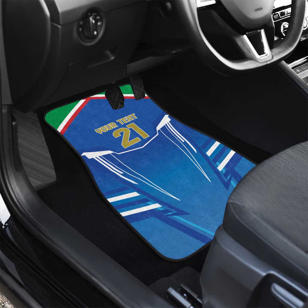 Italy Rugby Custom Car Mats Italian Wolf Mascot Go Gli Azzurri