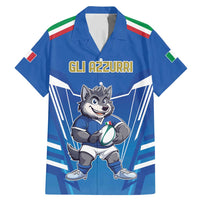 Italy Rugby Custom Family Matching Mermaid Dress and Hawaiian Shirt Italian Wolf Mascot Go Gli Azzurri