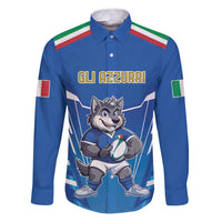Italy Rugby Custom Family Matching Puletasi and Hawaiian Shirt Italian Wolf Mascot Go Gli Azzurri