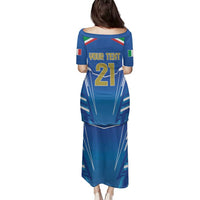 Italy Rugby Custom Family Matching Puletasi and Hawaiian Shirt Italian Wolf Mascot Go Gli Azzurri