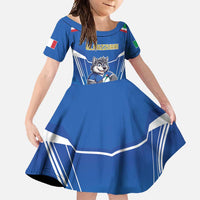 Italy Rugby Custom Family Matching Tank Maxi Dress and Hawaiian Shirt Italian Wolf Mascot Go Gli Azzurri