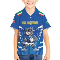Italy Rugby Custom Family Matching Tank Maxi Dress and Hawaiian Shirt Italian Wolf Mascot Go Gli Azzurri