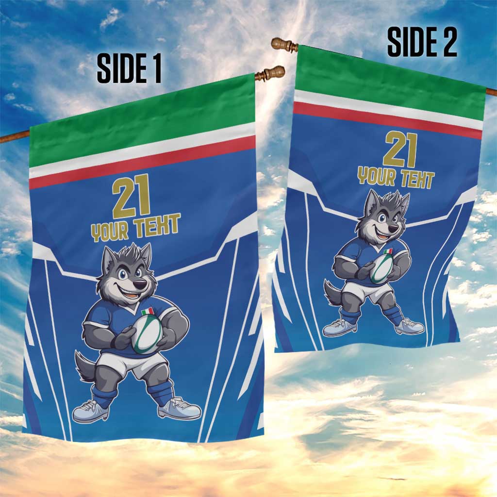 Italy Rugby Custom Garden Flag Italian Wolf Mascot Go Gli Azzurri