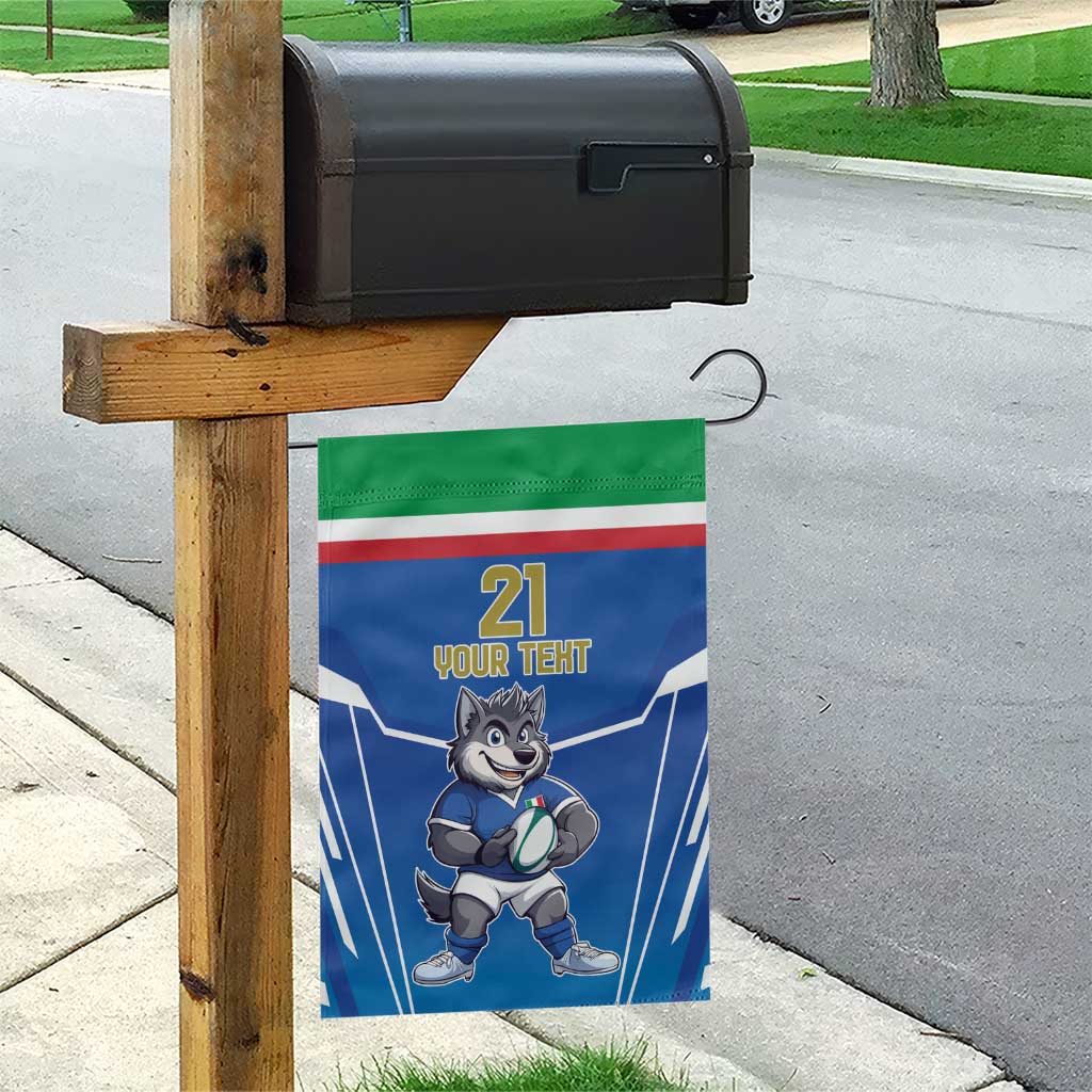 Italy Rugby Custom Garden Flag Italian Wolf Mascot Go Gli Azzurri