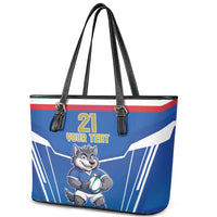 Italy Rugby Custom Leather Tote Bag Italian Wolf Mascot Go Gli Azzurri