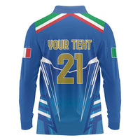 Italy Rugby Custom Long Sleeve Polo Shirt Italian Wolf Mascot Go Gli Azzurri
