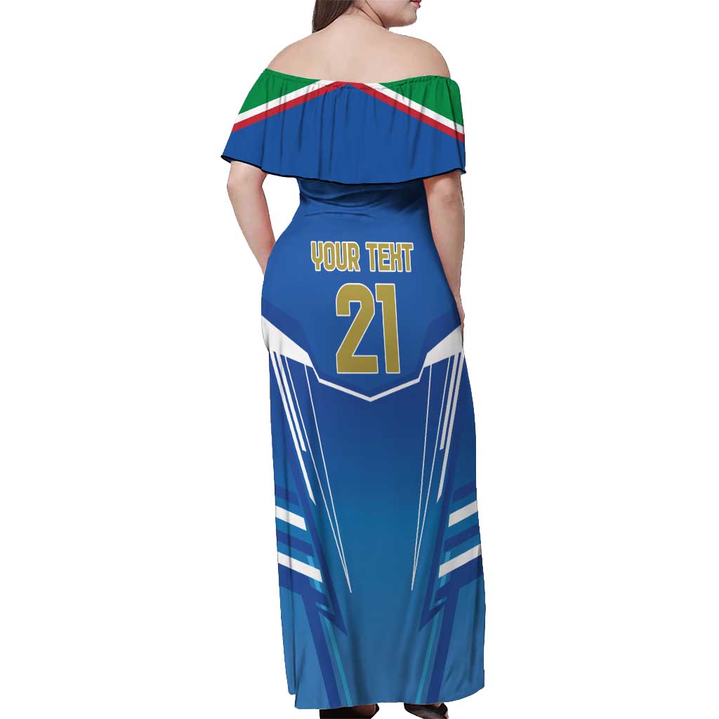 Italy Rugby Custom Off Shoulder Maxi Dress Italian Wolf Mascot Go Gli Azzurri