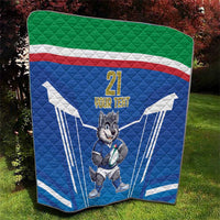 Italy Rugby Custom Quilt Italian Wolf Mascot Go Gli Azzurri
