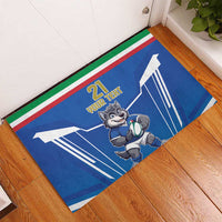 Italy Rugby Custom Rubber Doormat Italian Wolf Mascot Go Gli Azzurri