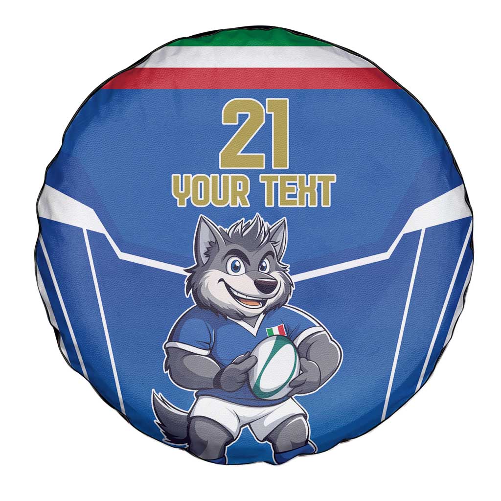 Italy Rugby Custom Spare Tire Cover Italian Wolf Mascot Go Gli Azzurri
