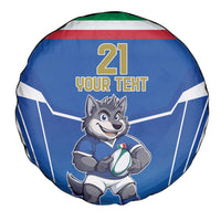 Italy Rugby Custom Spare Tire Cover Italian Wolf Mascot Go Gli Azzurri