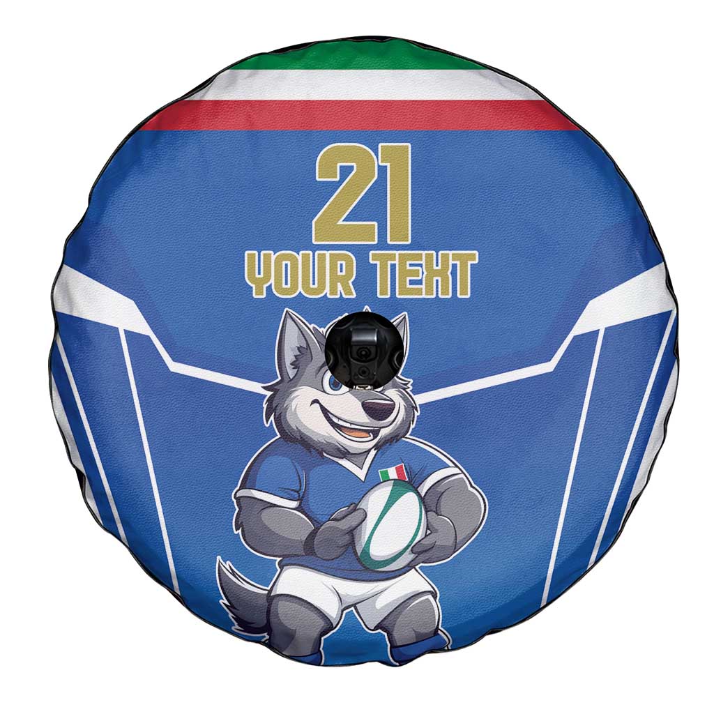 Italy Rugby Custom Spare Tire Cover Italian Wolf Mascot Go Gli Azzurri