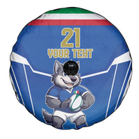 Italy Rugby Custom Spare Tire Cover Italian Wolf Mascot Go Gli Azzurri