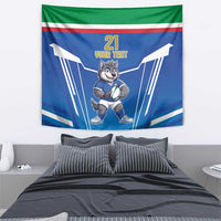 Italy Rugby Custom Tapestry Italian Wolf Mascot Go Gli Azzurri