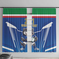 Italy Rugby Custom Window Curtain Italian Wolf Mascot Go Gli Azzurri