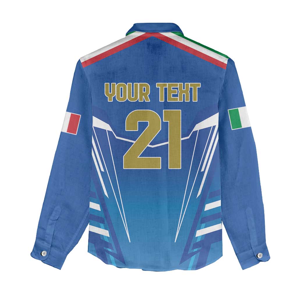 Italy Rugby Custom Women Casual Shirt Italian Wolf Mascot Go Gli Azzurri