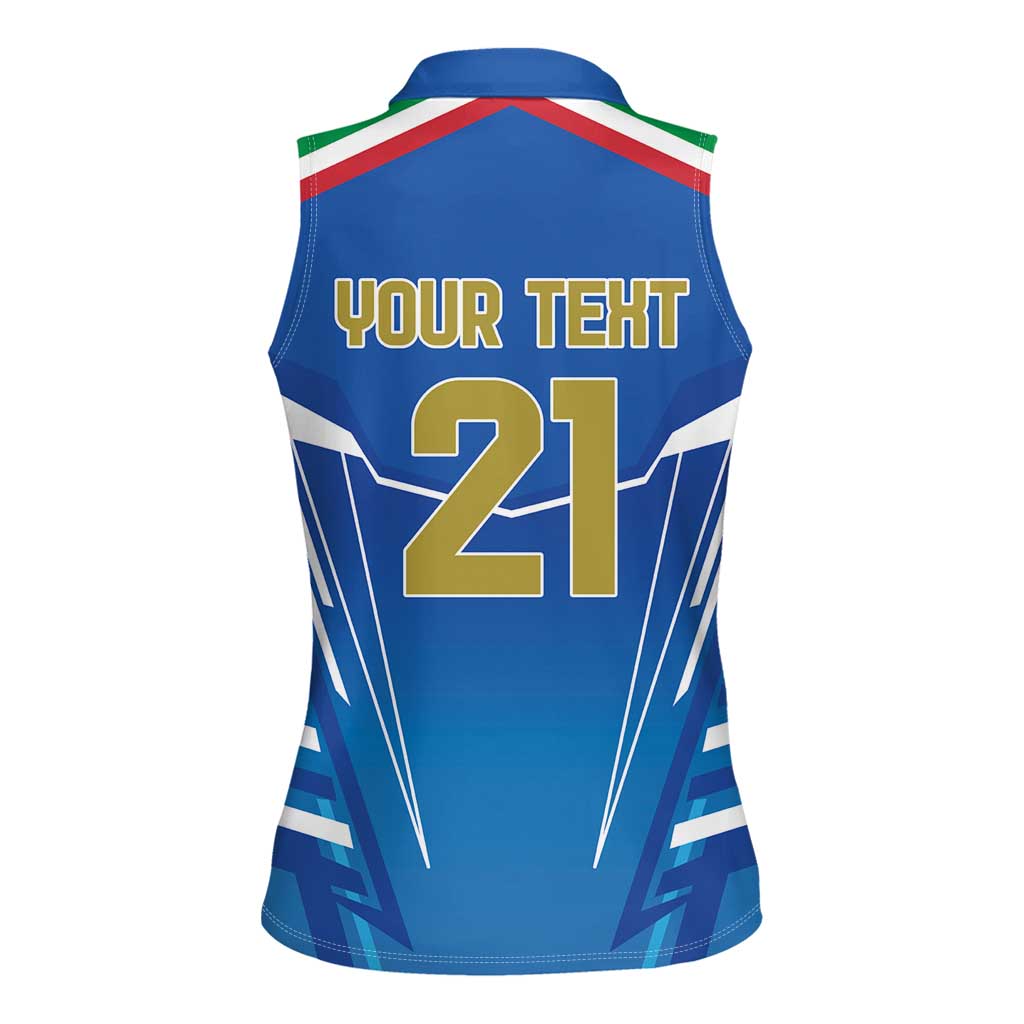 Italy Rugby Custom Women Sleeveless Polo Shirt Italian Wolf Mascot Go Gli Azzurri