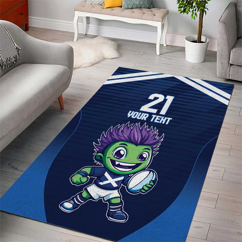 Scotland Rugby Custom Area Rug Thistle Mascot Go Scottish!