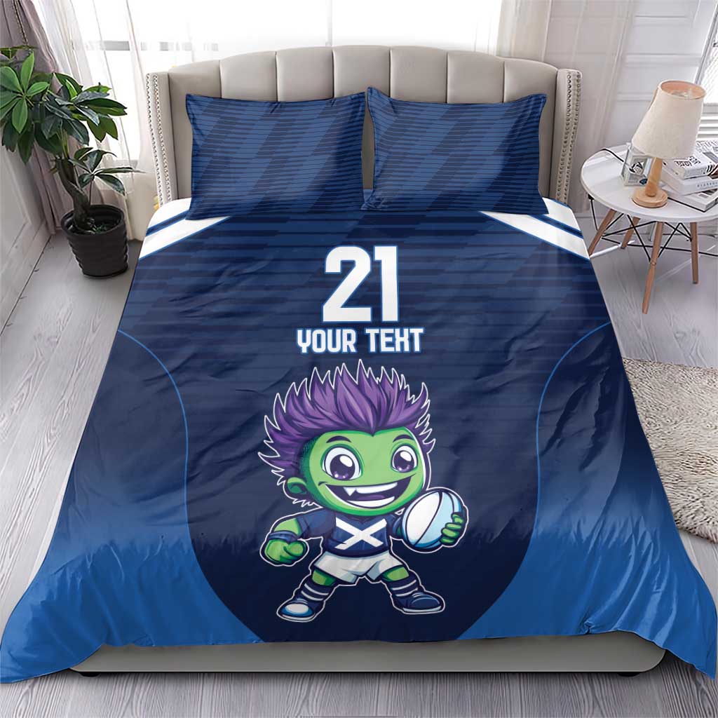 Scotland Rugby Custom Bedding Set Thistle Mascot Go Scottish!