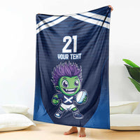 Scotland Rugby Custom Blanket Thistle Mascot Go Scottish!