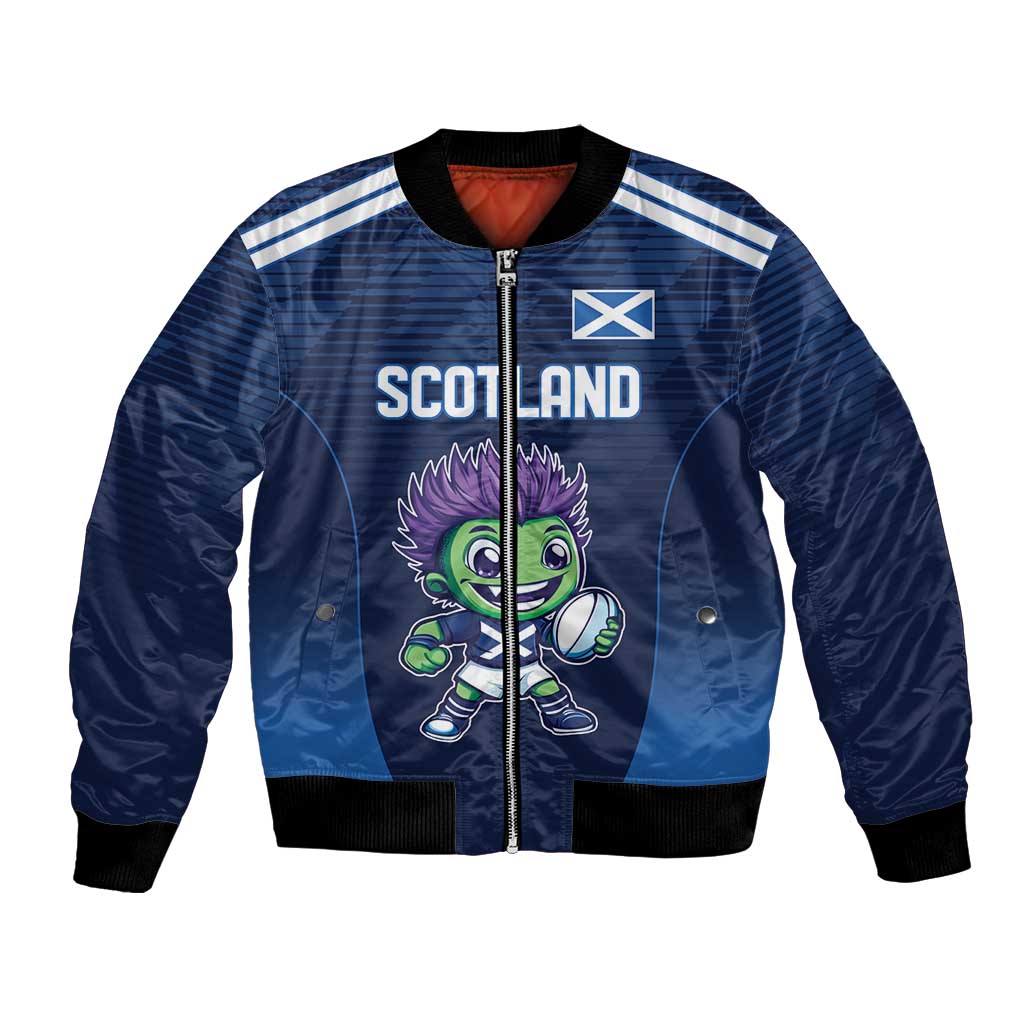 Scotland Rugby Custom Bomber Jacket Thistle Mascot Go Scottish!