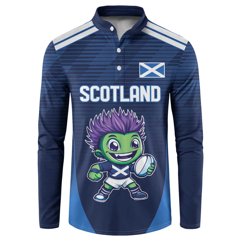 Scotland Rugby Custom Button Sweatshirt Thistle Mascot Go Scottish!