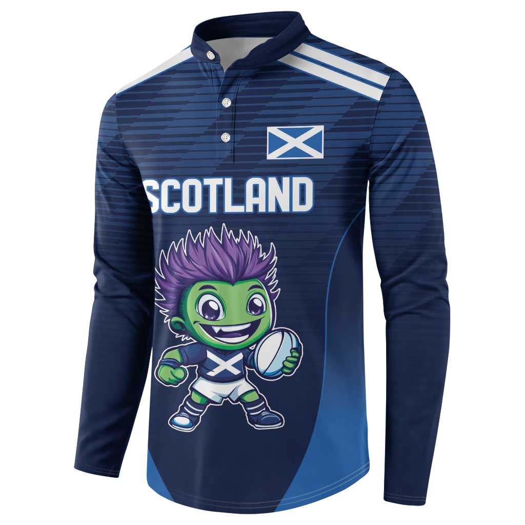 Scotland Rugby Custom Button Sweatshirt Thistle Mascot Go Scottish!