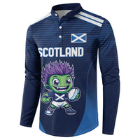 Scotland Rugby Custom Button Sweatshirt Thistle Mascot Go Scottish!