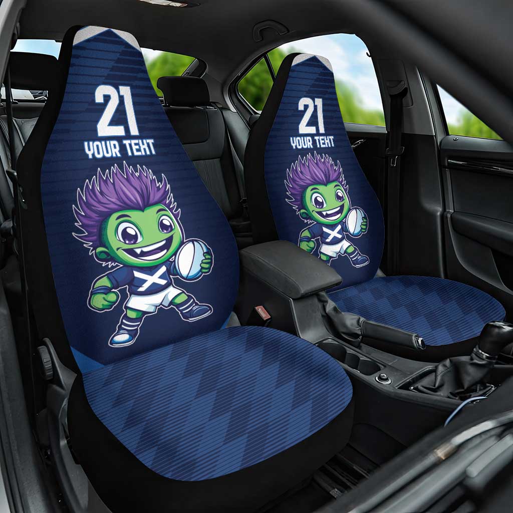 Scotland Rugby Custom Car Seat Cover Thistle Mascot Go Scottish!