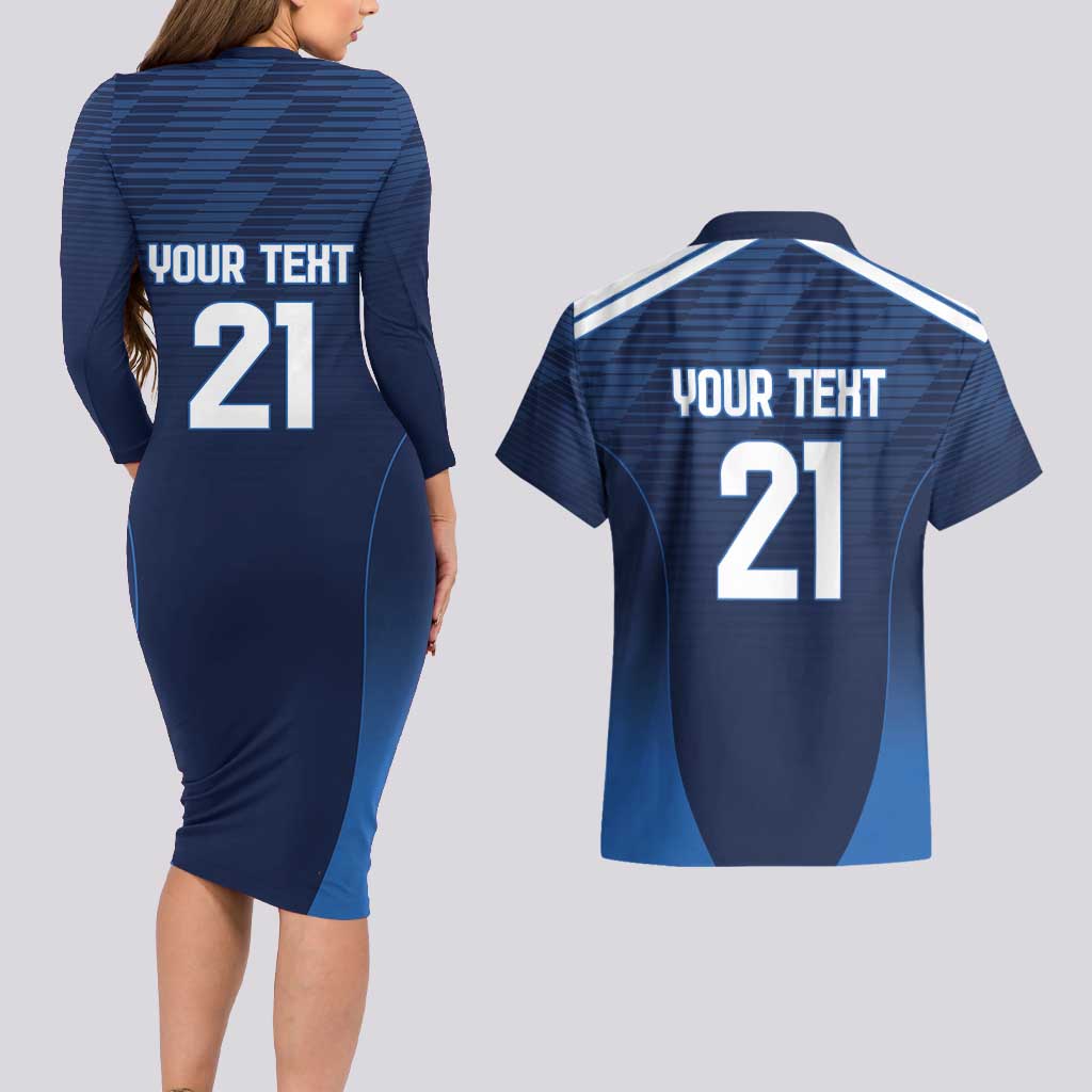 Scotland Rugby Custom Couples Matching Long Sleeve Bodycon Dress and Hawaiian Shirt Thistle Mascot Go Scottish!