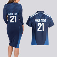 Scotland Rugby Custom Couples Matching Long Sleeve Bodycon Dress and Hawaiian Shirt Thistle Mascot Go Scottish!