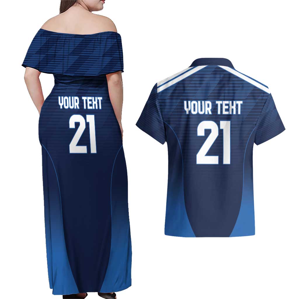 Scotland Rugby Custom Couples Matching Off Shoulder Maxi Dress and Hawaiian Shirt Thistle Mascot Go Scottish!