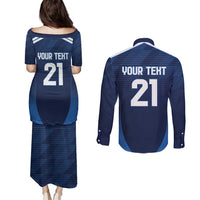 Scotland Rugby Custom Couples Matching Puletasi and Long Sleeve Button Shirt Thistle Mascot Go Scottish!