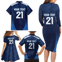 Scotland Rugby Custom Family Matching Long Sleeve Bodycon Dress and Hawaiian Shirt Thistle Mascot Go Scottish!