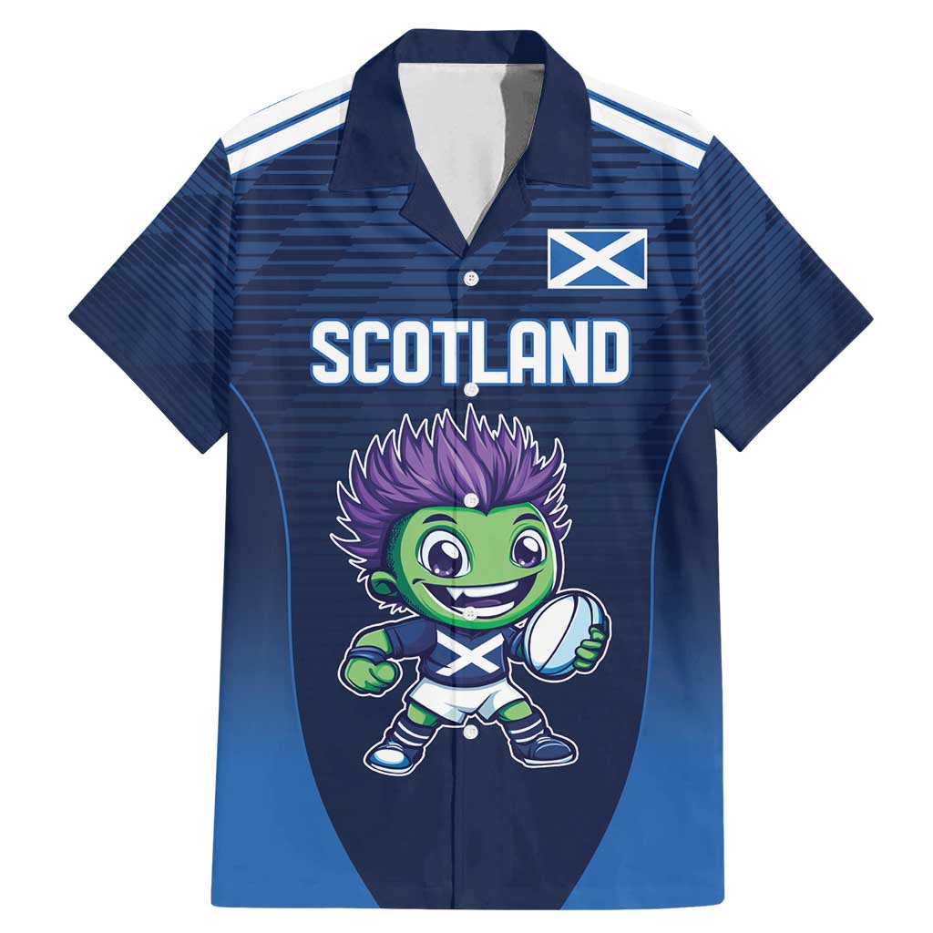 Scotland Rugby Custom Family Matching Mermaid Dress and Hawaiian Shirt Thistle Mascot Go Scottish!